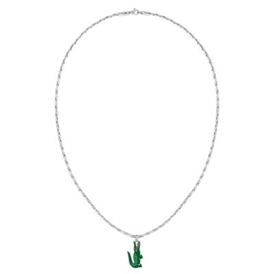 Kette mit Anhänger LACOSTE "ARTHOR", grün (edelstahlfarben, grün), Halsketten, Herren, Edelstahl, L: 56, mit Emaille