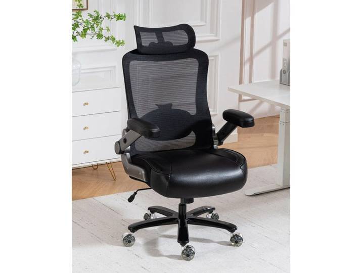 Chaise de bureau ergonomique en maille pouvant supporter jusqu'à 159 kg adaptée aux personnes de grande taille noir