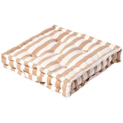 SITZKISSEN beige-weiß gestreift 40/40/8 cm