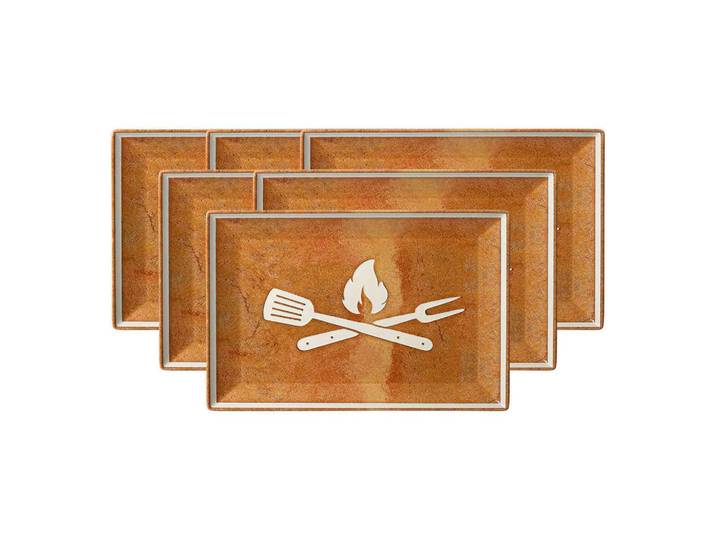 Ritzenhoff Breker Platten Rusty braun 30 x 20 cm 6er Set, Braun, Keramik, Rund, 20x2.5x30 cm, Geschirr, Tischkultur & Serviergeschirr, Servierplatten