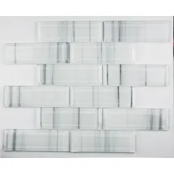 Premium Mosaic Glasmosaik weiß 30x30 cm glanz MOSV48STRIPE