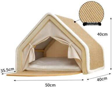 Inspired Living CozyShell Winter Cat Cave Bed With Built In Sisal Scratcher 50x40x40cm