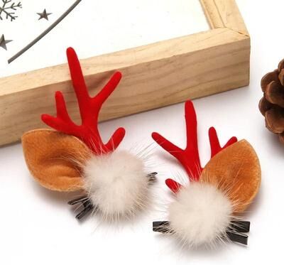 Uplifted Finds Christmas Reindeer Antler Hair Clips With Cute Deer Ears For Festive Holiday Styling red