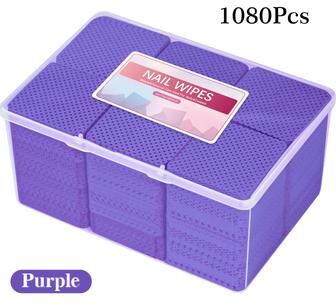 Discount Dollar Deals Premium Lint Free Nail Polish Remover Wipes For UV Gel Manicure Cleaning 1080pcs Purple