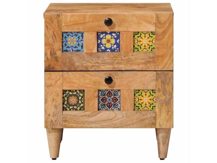 KTHLBRH Nachttisch Natur 40 x 33,5 x 46 cm Massivholz, einzelne Schublade, kompaktes Design, Schlafzimmerschrank