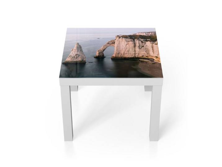 DEQORI Couchtisch 'Klippen von Étretat', Glas Beistelltisch Glastisch modern