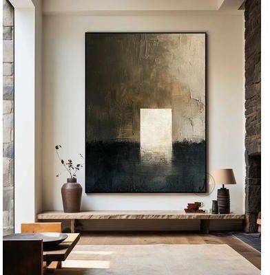 Inspire Essentials Beige Abstract Wall Art Textured Canvas Minimalist Neutral Home Decor 5 30x40cm