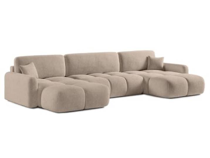 U-Form Wohnlandschaft 377x175 cm Bouclé mit Schlaffunktion (Anthology 2) Mit praktischem Bettkasten, komfortabler Polsterung und ideal für Familie, Gäste sowie den täglichen Gebrauch