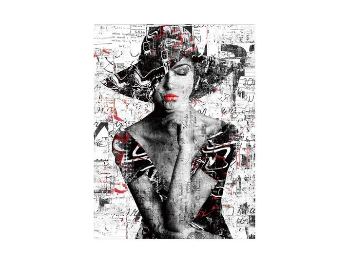 Glasbild „Street Art 70er Schlapphut“ 90 x 120 cm Multicolor Crea Collection