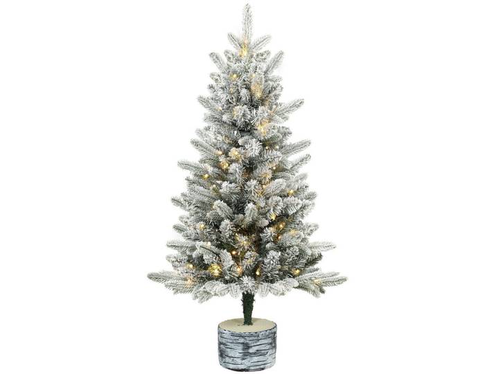 Homcom Weihnachtsbaum-Mit-Licht PE Metall Weiß, Kunststoff, 90 cm, Dekoration, Weihnachtsdekoration, Christbaum & Zubehör
