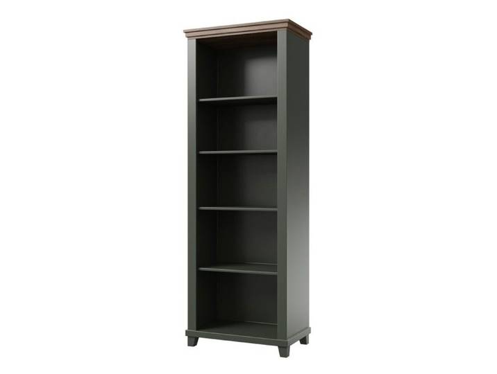 Bibliothèque ASSIA vert foncé et bois 71 cm - 5 niches ouvertes - Élégance sobre et design