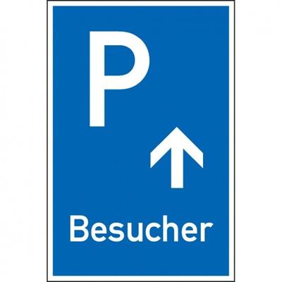 Schild I Parkplatzschild Besucher mit Pfeil geradeaus, Kunststoff, 250x400mm