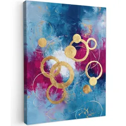 LEINWANDBILD Kreise - Gold - Abstrakt Wandbild Wohnzimmer 60x80 cm