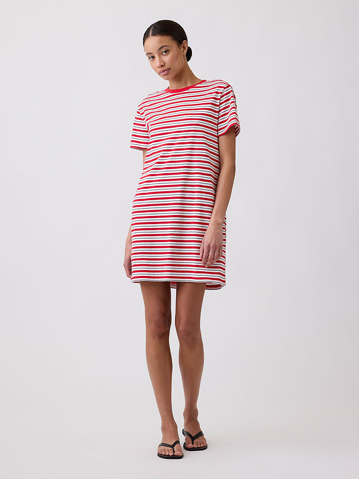 GAP Kleid in Rot/ Weiß - S