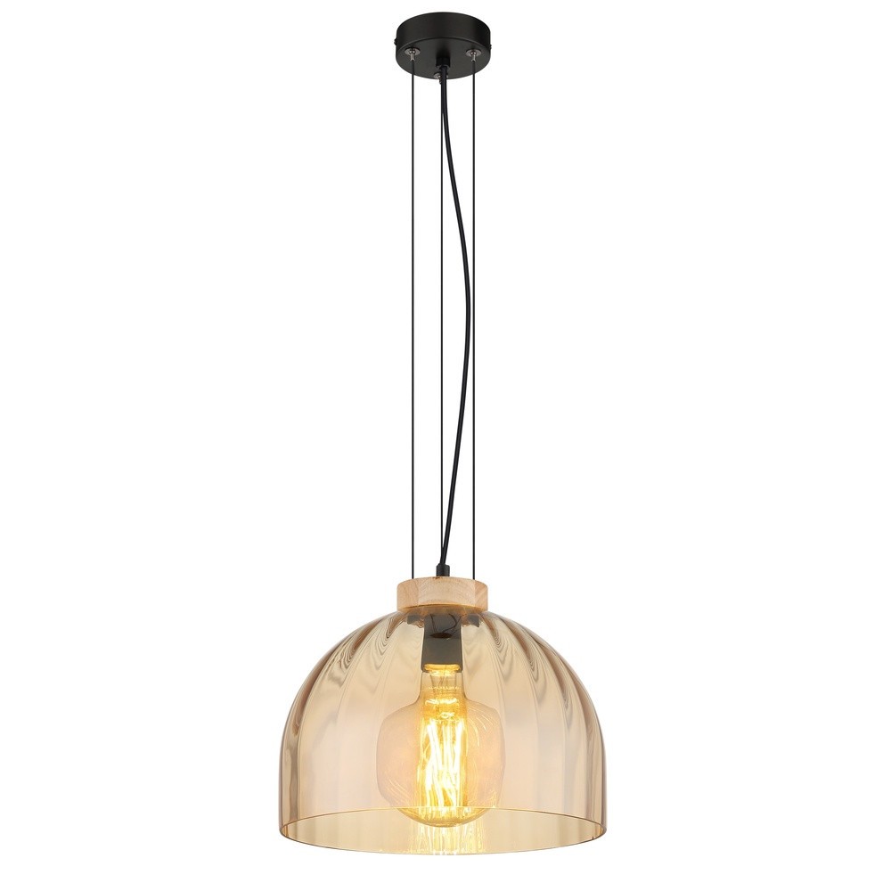 Globo Swanson Hanglamp zwart met transparant glas Ø 30cm