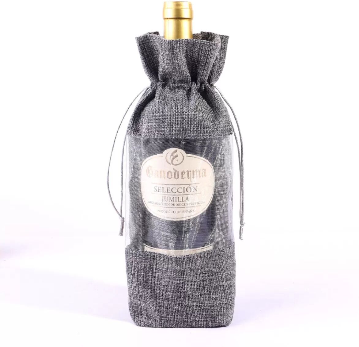 INF 12er Pack Jute Weinbeutel mit Kordelzug für 750ml Flaschen, Wiederverwendbare Leinen Wein Geschenkbeutel Grau