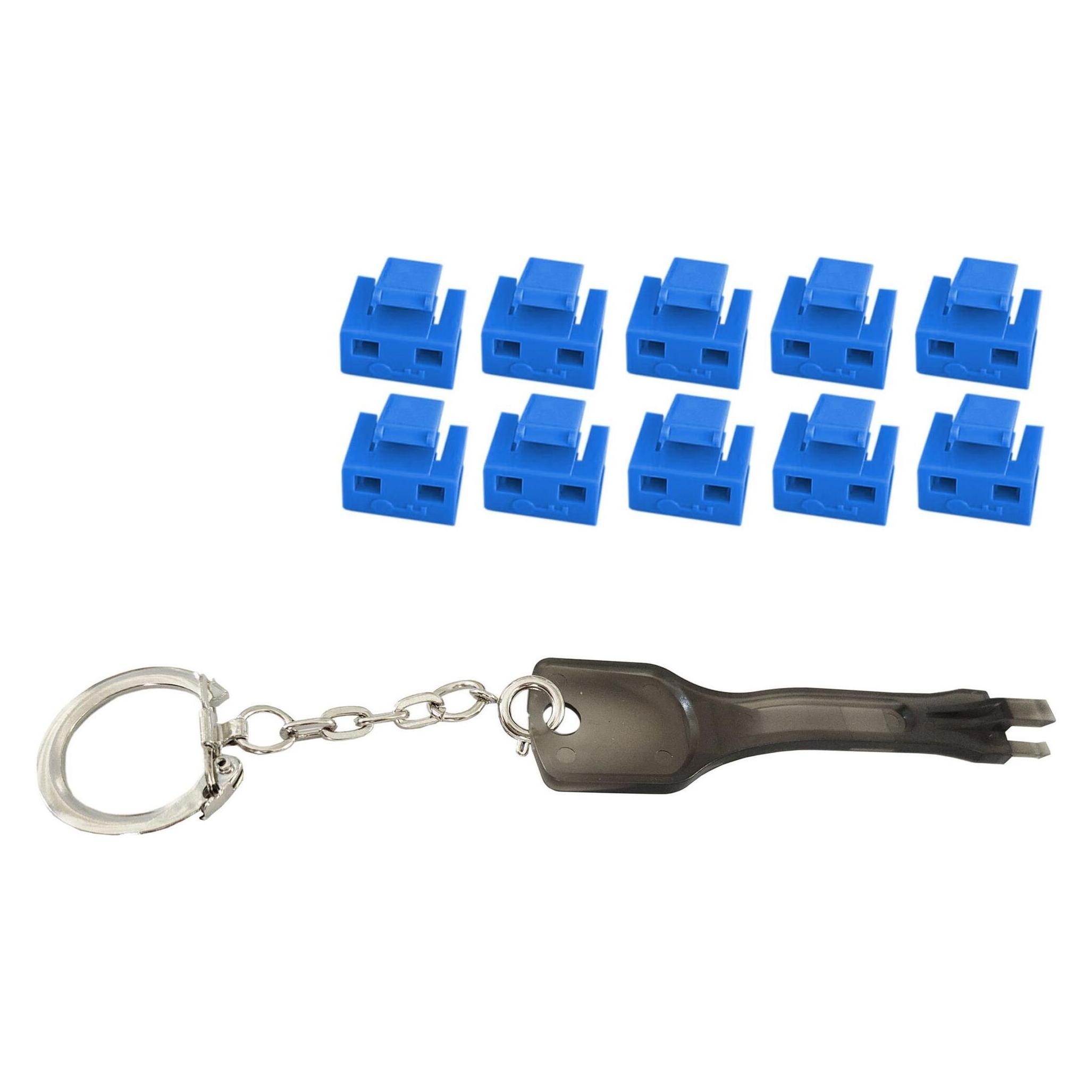 Shiverpeaks -BASIC-S--Netzwerk RJ45-Port Blocker mit Schlüssel (1x Schlüssel, 10x Schlösser), blau (Netzwerk Zubehör) (BS08-01034)