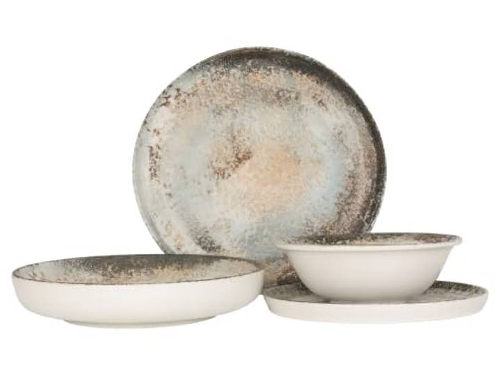 Rinart Geschirrset (Medium) - Obvara - 24 teilig - 6 Personen - Porzellan