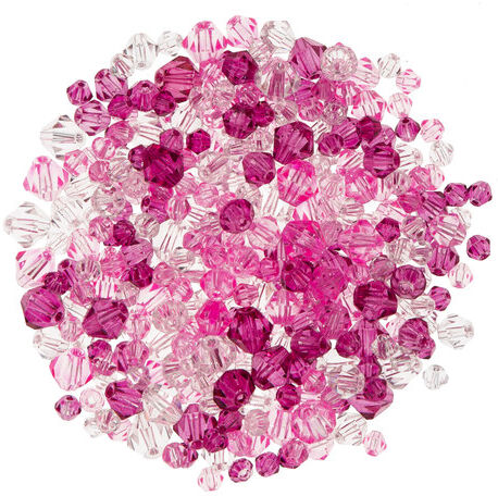 Facettierte Glasperlen, lila-rosa-transparent, 4–8 mm Ø, 50 g