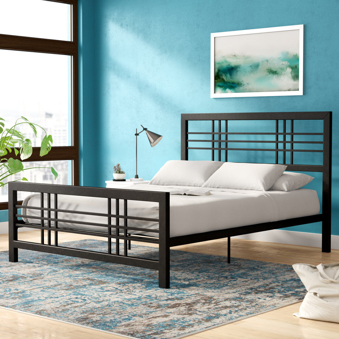 Wade Logan Boghos Kingsize (5') Open-Frame Bed Black Double (4'6)