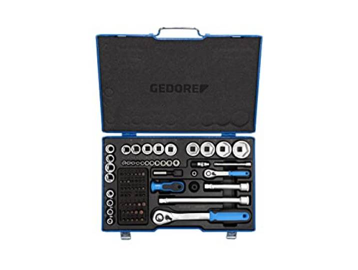 GEDORE Composition de douilles\, 81 pièces\, 1/4 + 1/2 pouces\, Outil\, Douilles\, Cliquet\, Embouts\, pour voiture\, 19 V20 U20\, Bleu