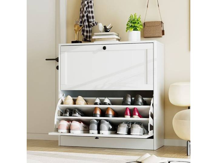 Meuble Chaussures-VOWNER-Rangement à Chaussures Armoire Cloisons réglables à trois couches 80 x 30 x 80 cm