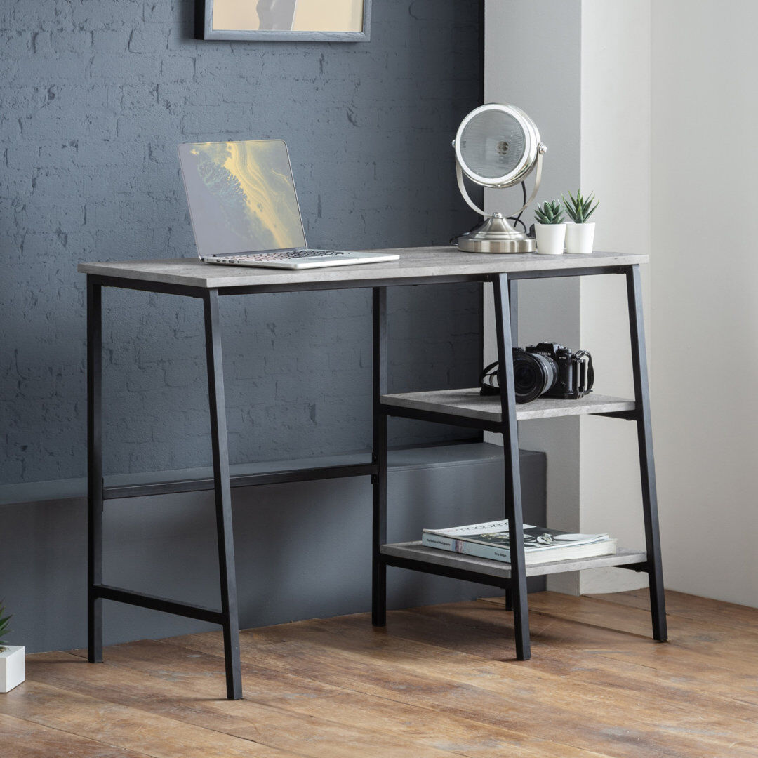 Zipcode Design Chew Stoke Steel Desk Concrete Grey 72cm H X 104cm W X 45cm D