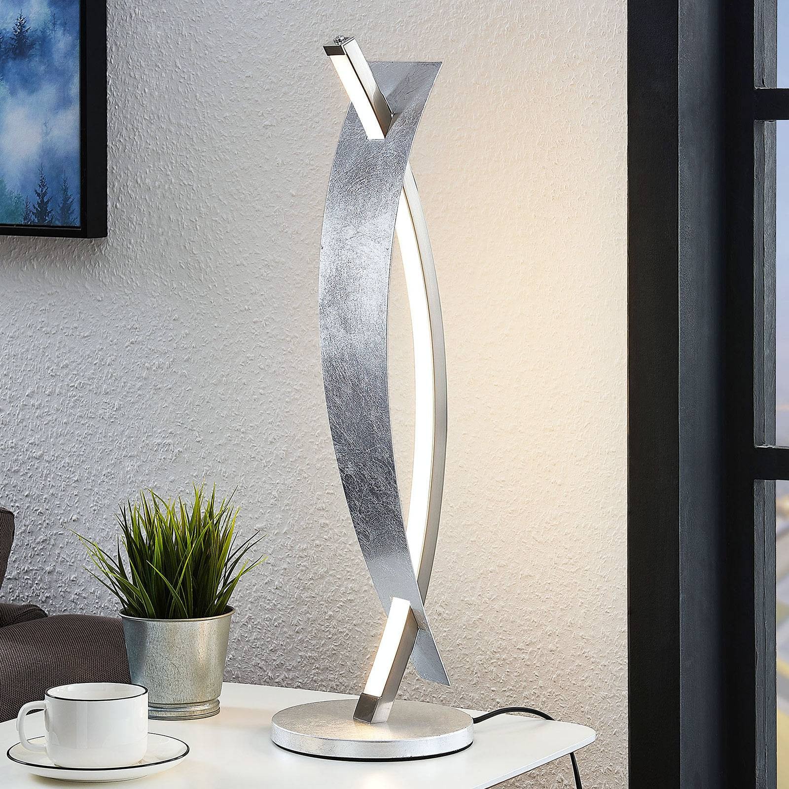 Lucande Marija LED tafellamp - Zilver/Chroom - Dimbaar - Modern