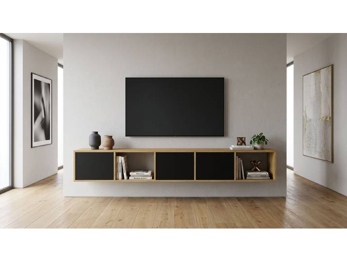 Lowboard mit Wandhalterung – TV-Board - Wandkommode Eiche Natur geölt