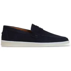 Hackett London für Herren. HMS200148 Nubukleder-Schuhe Martins Saddle marineblau (43), Wohnung, Nobuck, Keine, Lässig