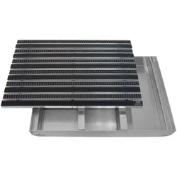 Emco Eingangsmatte DIPLOMAT + Bodenwanne 75mm Aluminium   100x50cm   Gummi Schwarz + Bürsten Grau