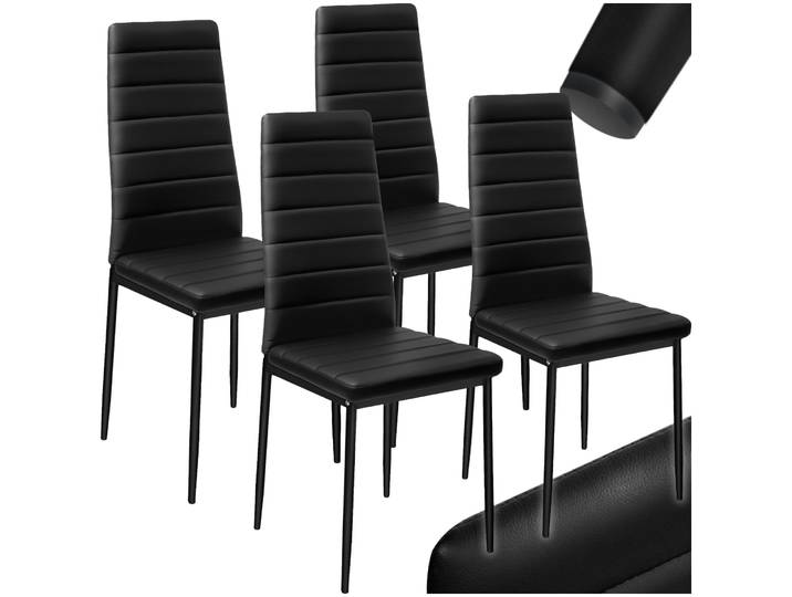 Eetkamerstoelen, kunstleer - zwart, Set van 4