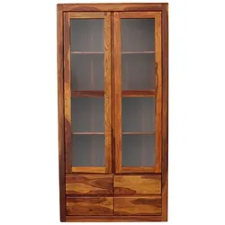 Vitrine Tina 100x200x45 aus indischem Sheesham-Massivholz