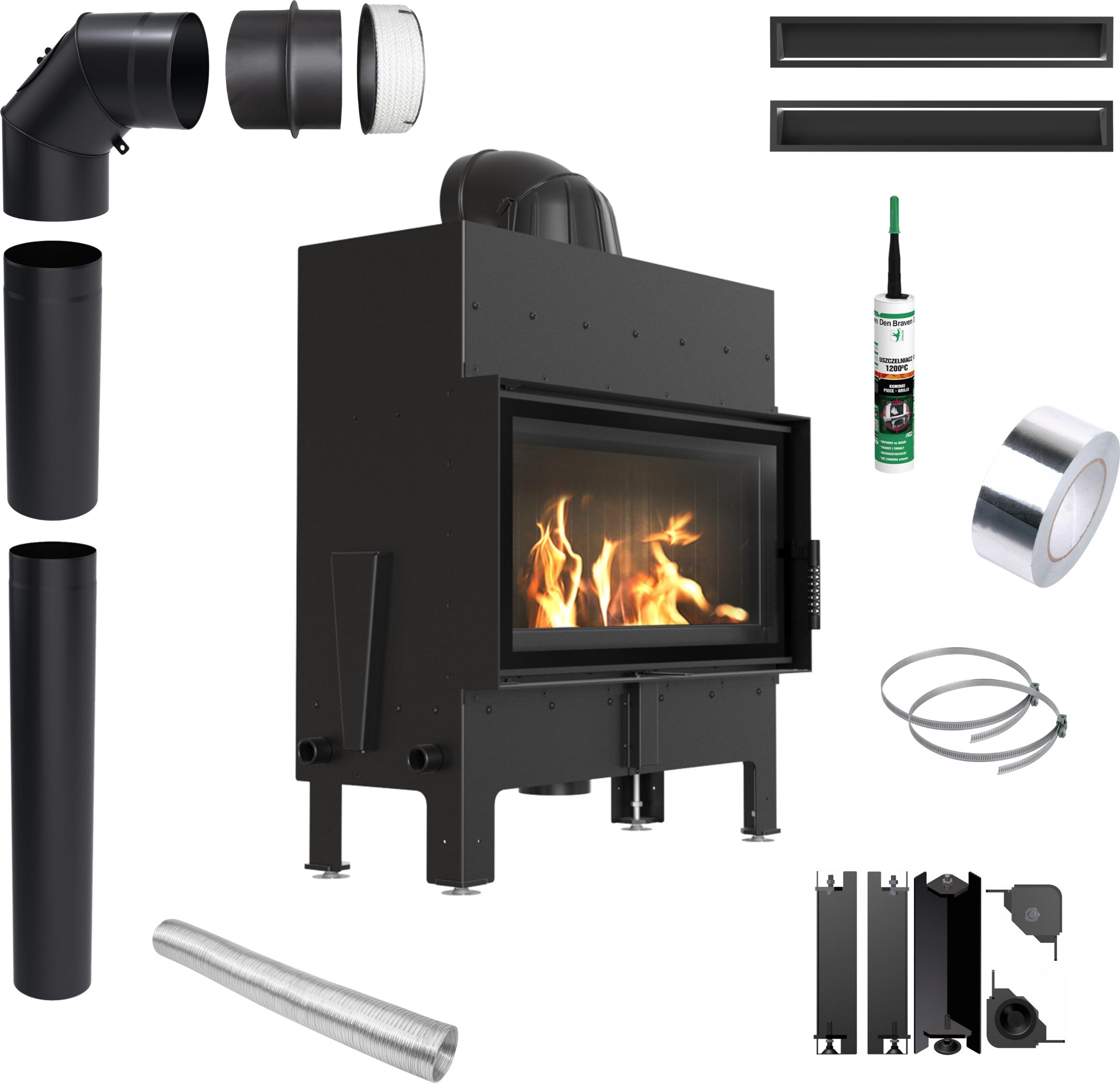 Luftkamin KRATKI FLOKI 12kW Ø200 schwarz Montagezubehör