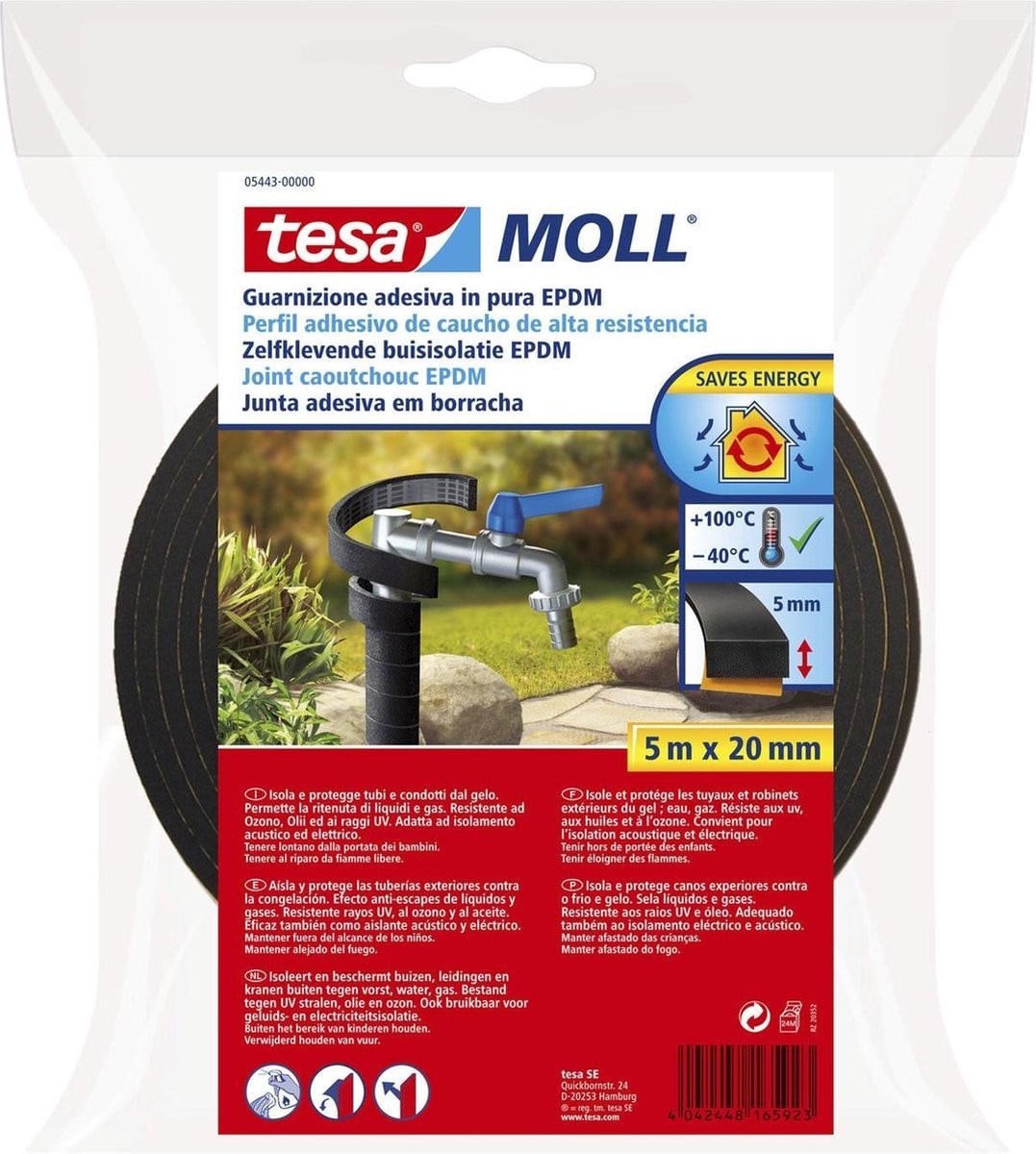 Tesa Moll Buisisolatie Zwart 20 mm x 5 m
