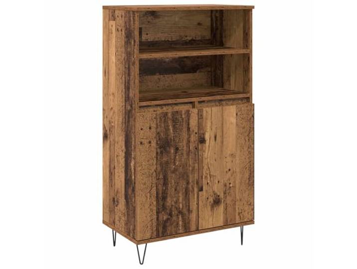 Highboard Braun 60 x 36 x 110 cm Holzwerkstoff Schlanke Türen, Kantengriffe, verborgen Stauraum, minimalistischer Look, Innenbereich, trocken abwischbar