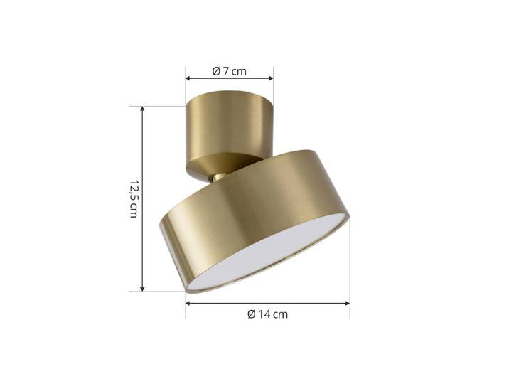 Lindby LED-Strahler Nivoria, Ø 14 cm, goldfarben, schwenkbar Nivoria, messing / gold, für Wohn- / Esszimmer, Aluminium, Modern, LED Deckenlampe