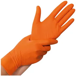 Hygostar, Schutzhandschuhe, Nitril-Handschuh "POWER GRIP", XL, orange,puderfrei (XL)