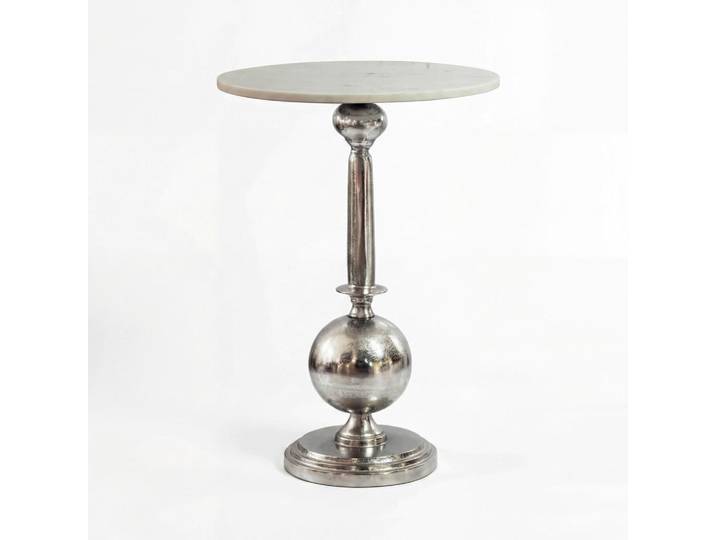 Livetastic Beistelltisch, Silber, Stein, rund, Säule, 40x57x40 cm, einfacher Aufbau, Wohnzimmer, Wohnzimmertische, Beistelltische