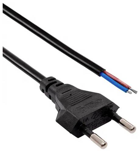 Akyga AK-OT-04A Strom Netzkabel [1x Euro-Stecker - 1x offene Kabelenden] Schwarz 1.5m