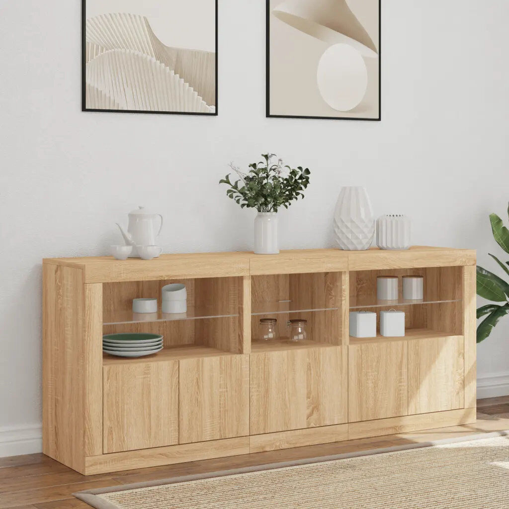 Metro Azaleya 162 cm W Glass Sideboard White 67cm H X 162cm W X 37cm D