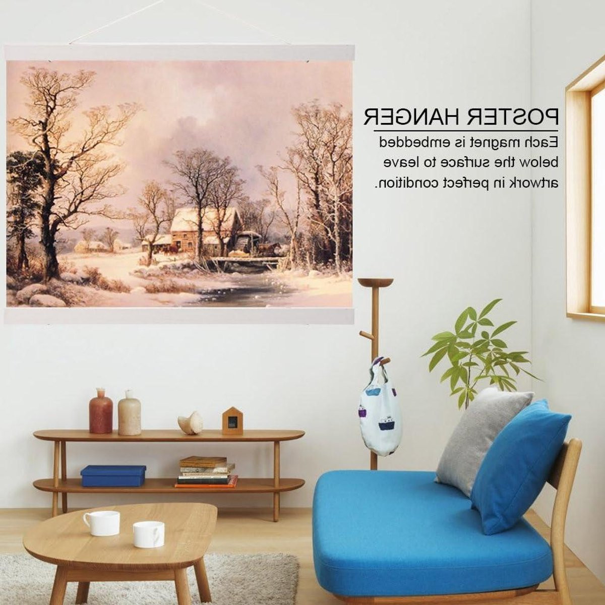 Houten Poster Frame Wit - Foto Hanger voor Muur Decoratie - 60 cm