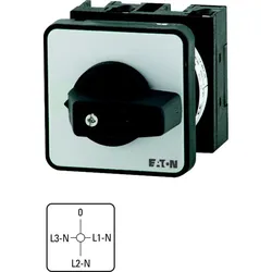 Eaton 011314 Spannungsmesserumschalter, T0, 20 A, Einbau, 2 Baueinheit(en), Kontakte: 4, 90 °, rastend, mit 0-Stellung, 0-L1/N L2/N L3/N