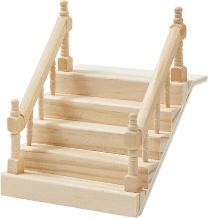 Treppe mit Handlauf, aus Holz, 10,5 cm