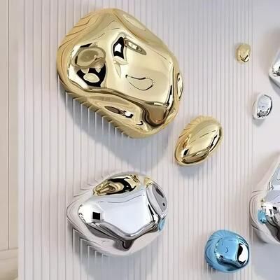 Uplifted Finds Stereo Electroplating Stone Wall Pendant   Simulation Mineral Wall Hanging   Modern Metallic Rock Backdrop Display b2