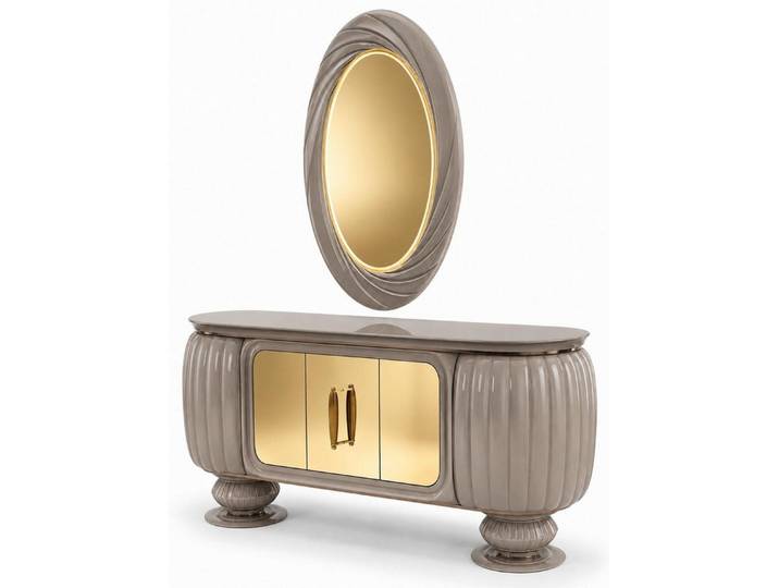 JVmoebel Sideboard Konsole mit Spiegel Beige Sideboard Esszimmer Modern Stil (1 St., 1-tlg)