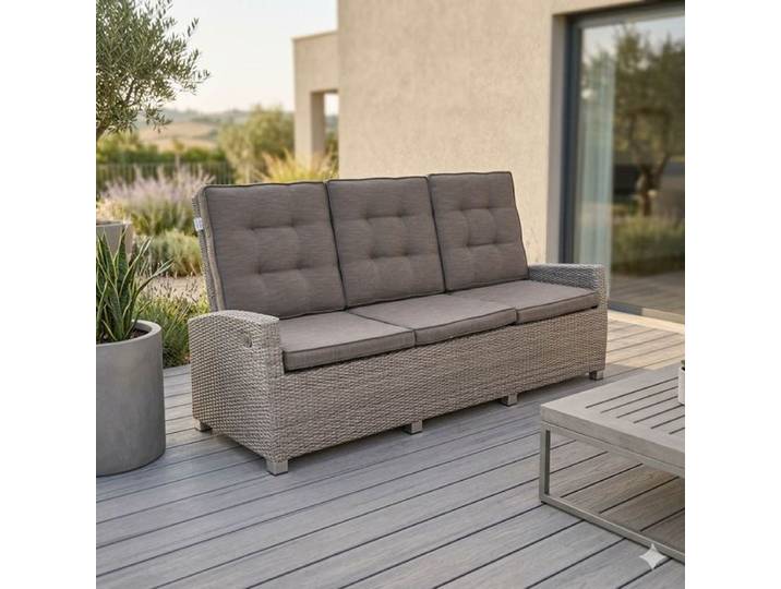 Ploß Nizza Comfort Diningsofa verstellbar Geflecht/Polyester Braun Sand