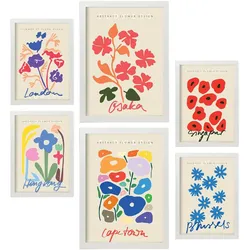 POSTER Set Mit 6 Blumen Sammlung A3 & A4 Weißer Rahmen