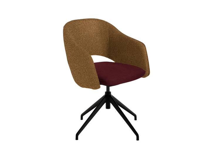 Koinor Armlehnstuhl, Weinrot, Textil, eckig, 63x74-90x57-73 cm, Stoffauswahl, Wippfunktion, Sitzfläche 360° drehbar, gepolsterte Armlehnen, Esszimmer, Stuhl, Polsterstühle