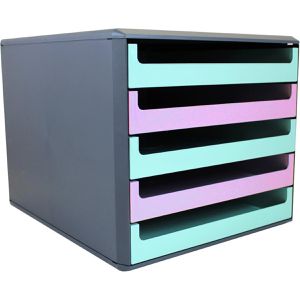 Böttcher-AG Schubladenbox A4, Recycling-Kunststoff, 5 Fächer, offen, pastell / anthrazit